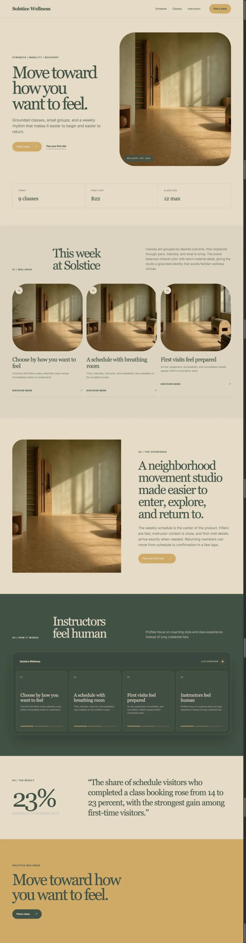 Solstice Wellness concept interface, view 2